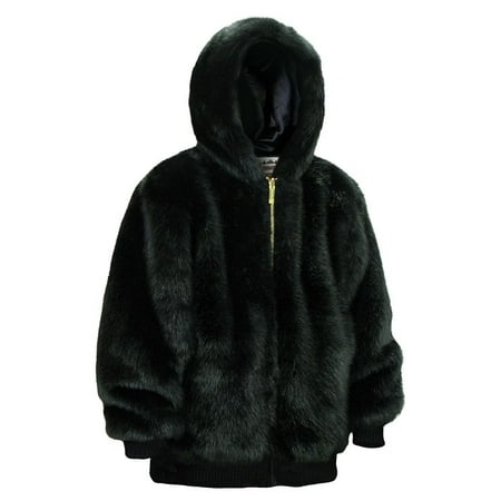 Ablanche Urban Fur Fitter Hoooded Men's Faux Fur Reversible Jacket 9FJ02 Mink Black