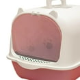 thumbnail image 6 of Fully Enclosed Cat Toilet Durable with Front Door Flap Hooded Cat Pink White, 6 of 8