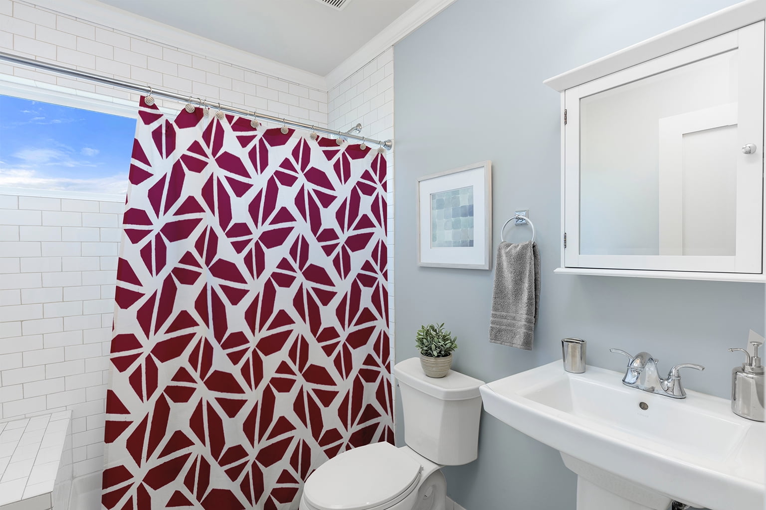 Simply Daisy 70" W x 73" L Kaleidoscope Graffiti Polyester Shower Curtain, Plum [1 Ct]
