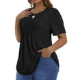 thumbnail image 3 of Fantaslook Blouses for Women Pleated Short Sleeve Tunic Tops Dressy Casual Summer Shirts, 3 of 9
