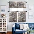 thumbnail image 4 of Abstract Black Grey Marble Texture Curtain Tier and Valance Set 3 Piece, Modern Fluid Art 3-inch Rod Pocket Window Tier Curtains Valance for Kitchen Living Room, 4 of 9