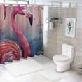 thumbnail image 7 of Orinice Pink Flamingo Shower Curtain Cute Tropical Flamingo Shower Curtain Relax Soak Unwind Bathroom Sign Bath Curtain Bathtub Bathroom Decor Shower Curtain with Hooks Waterproof Fabric  60x72, 7 of 7