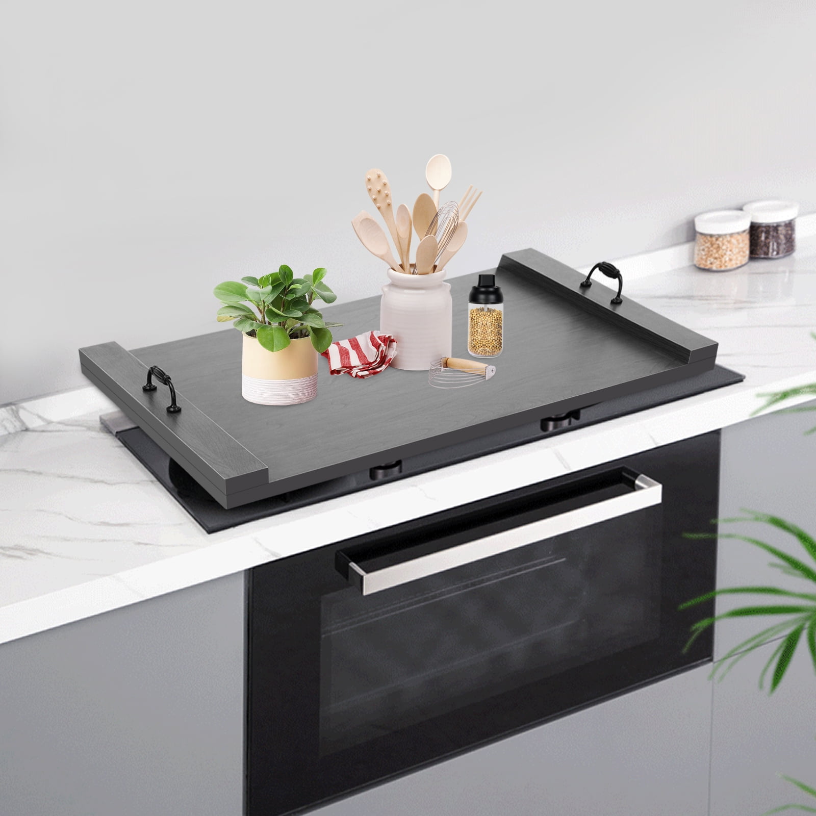 Dwellnix 30x22 Inch Stove Top Cover, Durable Melamine Kitchen Protector with Handles, Multifunctional Tray for Gas & Electric Stoves, Extra Counter Space