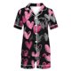 thumbnail image 5 of RKSTN Women's Valentines Pajama Sets Plus Size Notch Collar Button Down Valentine's Day Print Short Sleeve T Shirts Top and Shorts 2 Piece Set Womens Casual Lapel Shirt and Pjs Shorts Matching Set, 5 of 6
