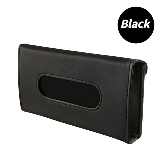 KQJQS Car Visor Tissue Holder, Leather Napkin Cover, Paper Tissue Dispenser for Visor & Backseat, Vehicle(Black) 