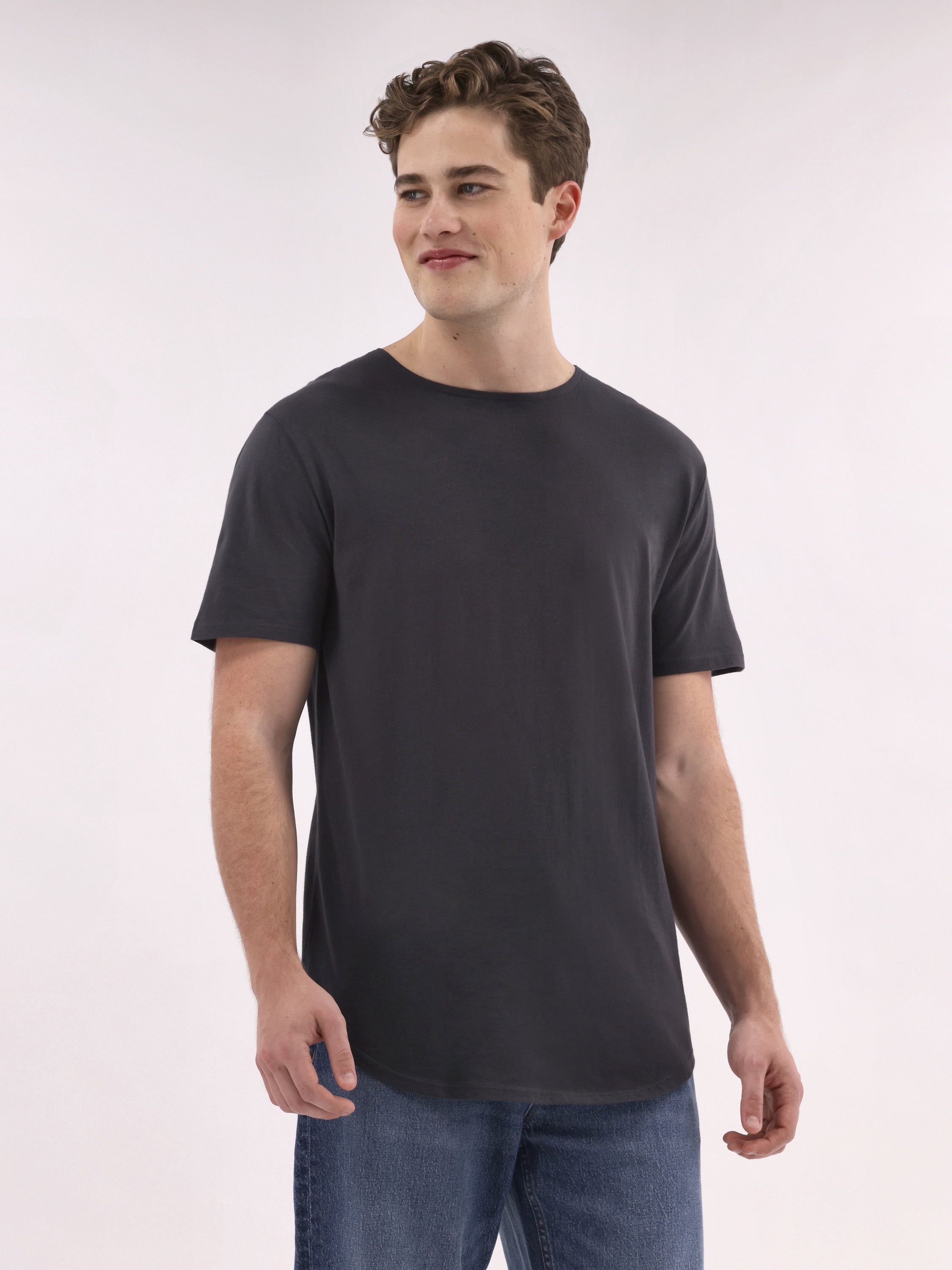 No Boundaries Men's & Big Men's Longline Curved Hem Elongated Tee Shirt, 2-Pack, Sizes XS-5XL