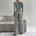 thumbnail image 5 of Aellinatey Womens Striped 2 Piece Sets Square Neck Top Cropped Tunic Wide Leg Pants Casual Lounge Sweatsuits Vacation Clothes, 5 of 8