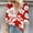 Red, variant on Drovellove Women's 3/4 Length Sleeve Printed Blouse - V Neck Casual Loose Fit Top for Home or Office