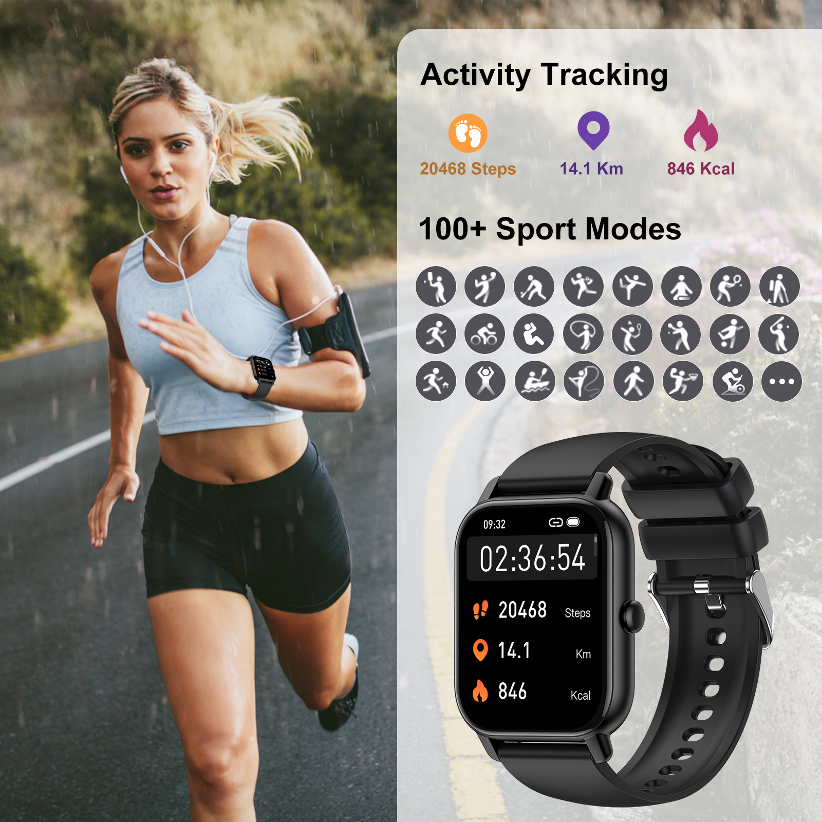 VOPOCO Smart Watches for Women Men(Answer/Make Call), 1.85" Large HD Screen Smartwatch for iPhone Android Phones, IP68 Waterproof Fitness Watch with 100+ Sport Modes