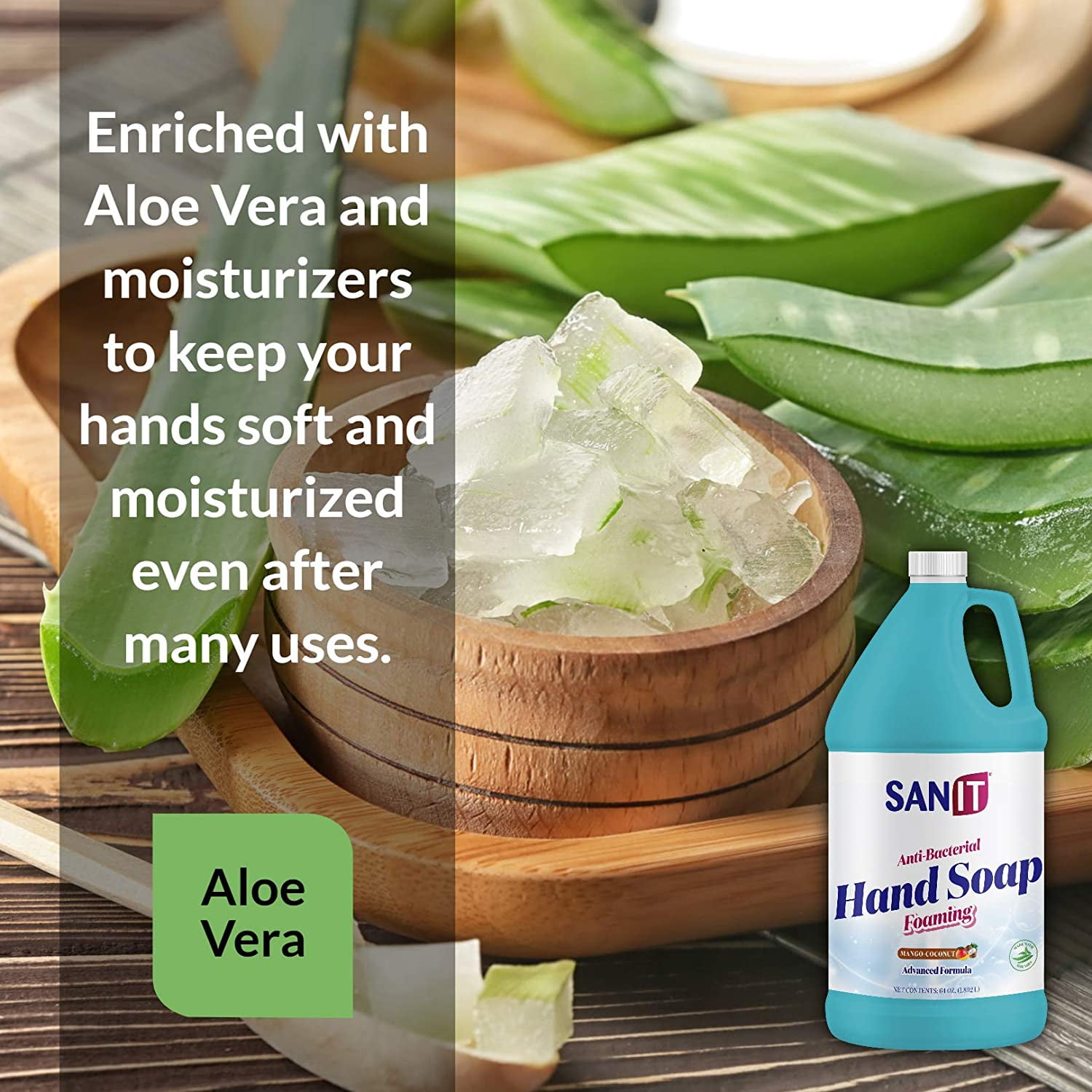 Sanit Antibacterial Foaming Hand Soap Refill - Advanced Formula with Aloe Vera and Moisturizers - All-Natural Moisturizing Hand Wash - Made in USA, Mango Coconut, 1 Gallon