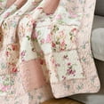 thumbnail image 4 of Chezmoi Collection Abbi 1-Piece Garden Floral Pink Shabby Chic Throw Vintage Washed Cotton Ruffle Trim Patchwork Throw Blanket, 4 of 7