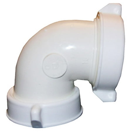 - PVC Pipe Fitting, Lavatory/Kitchen Drain Elbow, 90-Degree, White, 1.5-In. OD Reverse Nut x Slip Joint