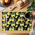thumbnail image 2 of Lemon Black Placemats Set of 6, Country Fruit Watercolor Farmhouse Plant Placemats for Dining Table, Place Mats for Kitchen Tabletop, Waterproof Wipeable Dining Table Mats Set, 2 of 9