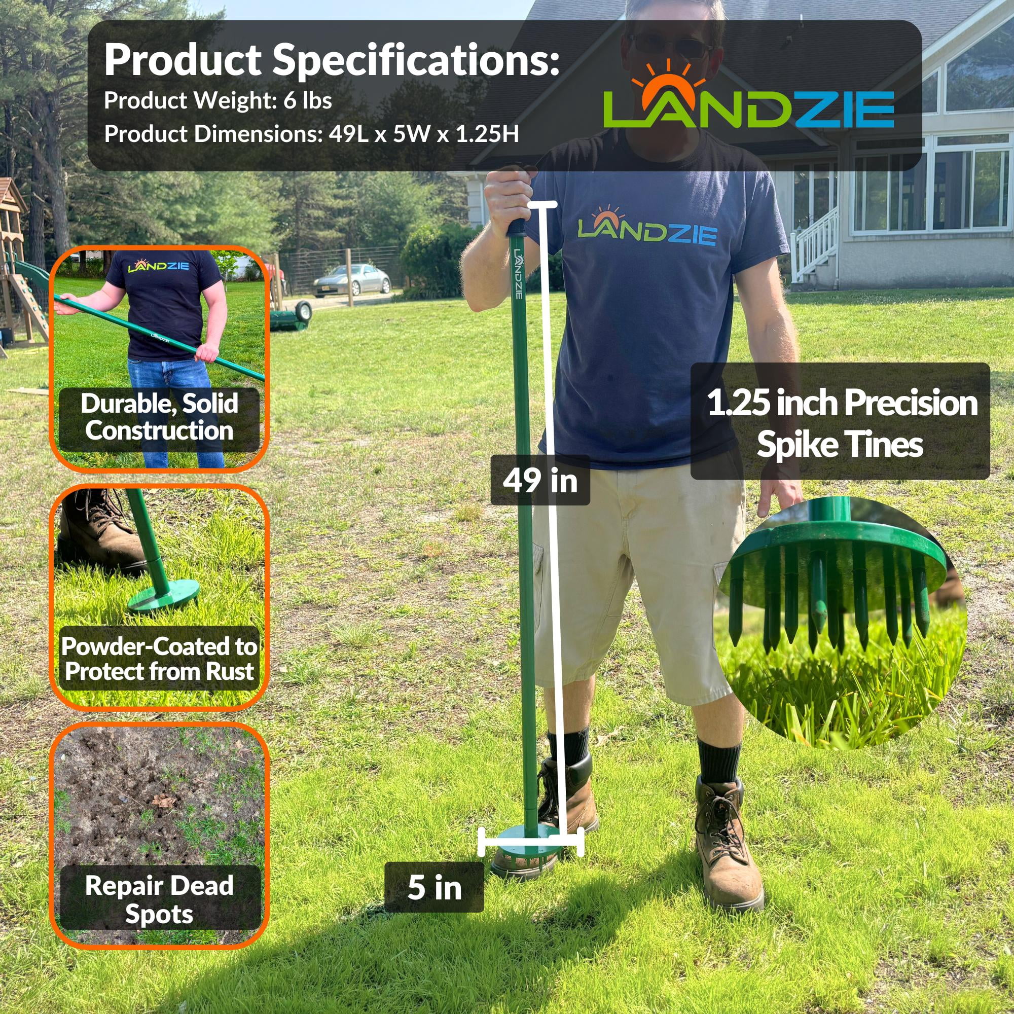 Landzie Spot Seeder Lawn Aerator Tool and Grass Patch Repair Tool - Spike Seeding Tool and Slit Seeder Aerator Lawn Tool for Lawn Repair & Dog Spots Heavy-Duty Spot Aerator