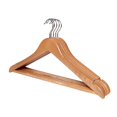 thumbnail image 1 of Ganchos de madera natural para traje, Con barra antideslizante para pantalones, (Set de 20 pza) Garfio giratorio 360°, 1 of 4