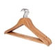 thumbnail image 1 of Ganchos de madera natural para traje, Con barra antideslizante para pantalones, (Set de 20 pza) Garfio giratorio 360°, 1 of 4