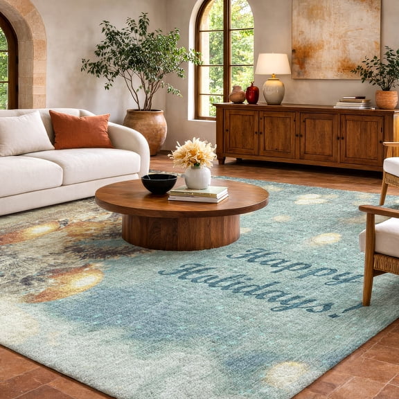 Addison Rugs Dream Shag Premium Machine Washable Transitional Lantern Blue Rectangle Rug, 10' x 14'