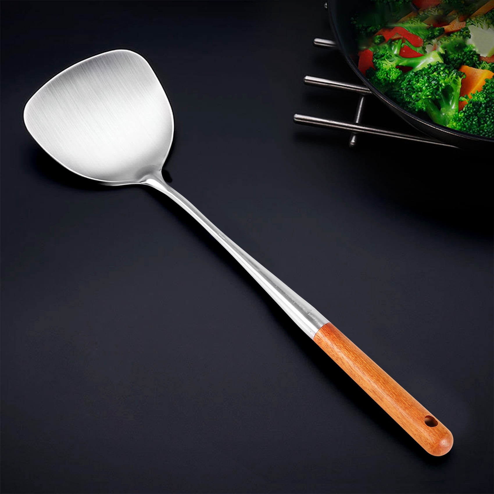 Long Handle Stainless Steel Wok Kitchen Slotted Turner Rice Spoon Ladle Cooking Tools Utensil Set