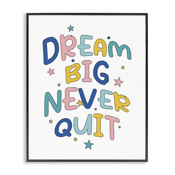 Stupell Industries Dream Big Never Quit Text & Numbers Painting Black Framed Art Print Wall Art, 11 x 14
