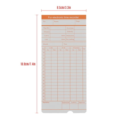 DOYO Time Card 2-Sided Monthly Format Size 7.4 * 3.3 Inch for Employee Attendance Various Time Clock Recorder Machine, 100pcs/