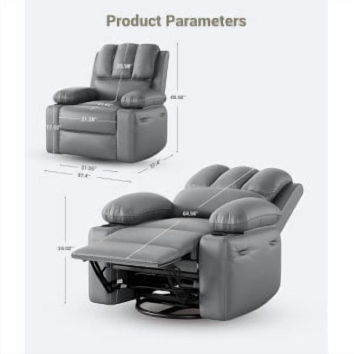 TEQIN Manul Recliner Chair, Small Recliners for Small Spaces, 22" W Reclining Chair, PU Leather Sofa Chair with Cup Holders and Side Pockets, Overstuffed Recliner Chairs for Home Office