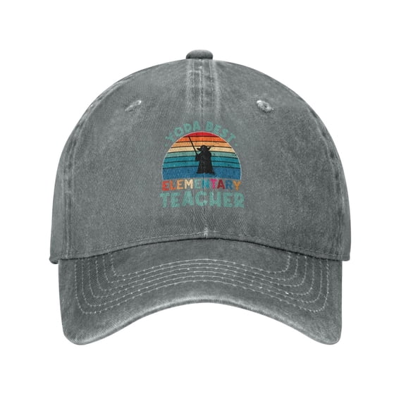 Yoda Best Elementary Teacher Vintages Baseball Cap Vintage Soft Washed Denim,Golf Dad Hat Adjustable Trucker Hats for Men Women Unisex Adult,Gray