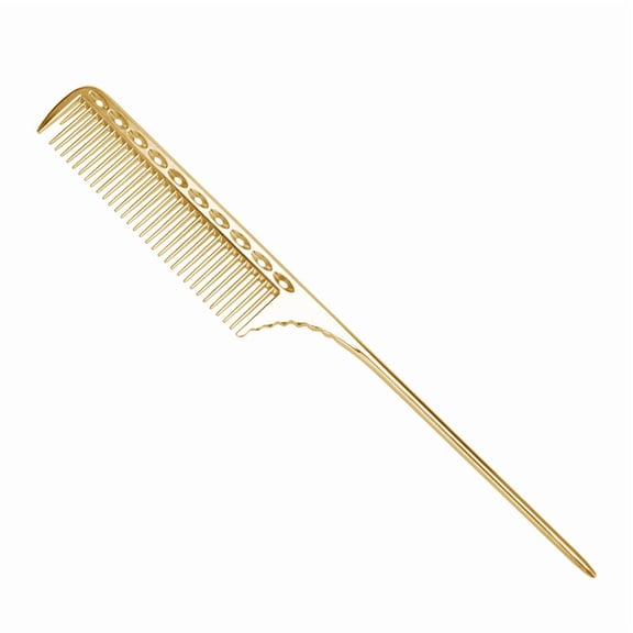 Styling Comb, Salon Rat Tail Hair Comb Men Women Styling Comb Professional Barber Aluminum Metal Comb (Gold)