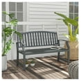 thumbnail image 2 of 46" Outdoor Bench - Gray Metal Garden Bench for Patio, Park, Yard - 2-Seat Steel Loveseat with Slatted Design, 2 of 9