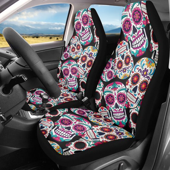 XYZCANDO Skull Pattern Car Seat Covers for Man Durable Car Front Seat Covers Soft Protector, for SUV Sedan Truck