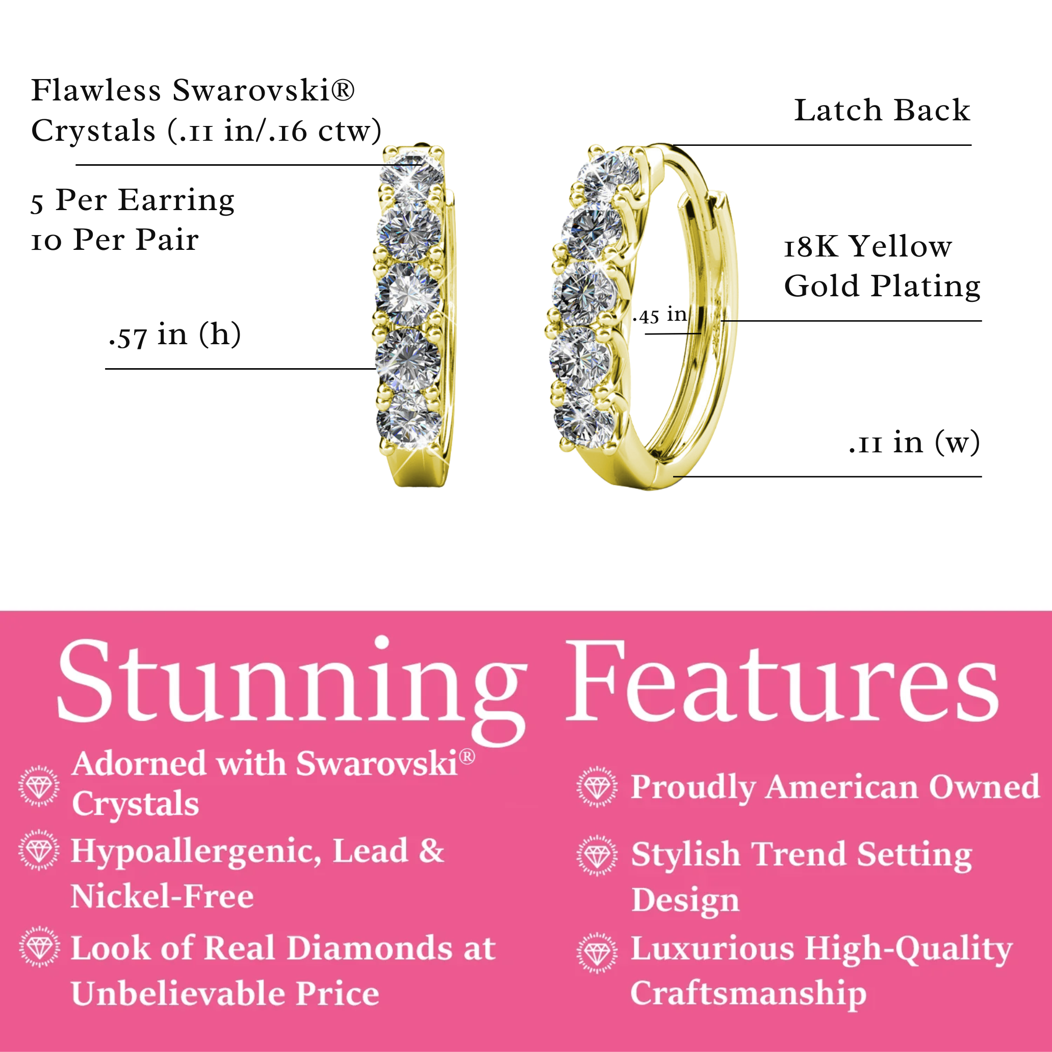 Cate & Chloe Bethany 18k Gold Plated Hoop Earrings photo 3