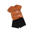 thumbnail image 1 of EYIIYE Ensemble d'Été pour Tout-Petits Garçons Bébé 0-3 Ans T-shirt à Manches Courtes Col Ras du Cou Chemise Hauts à Imprimé de Lettres et Ensembles de Shorts Noirs à Taille Élastique Nouveau-Né Ample Décontracté Vêtements Quotidiens, 1 of 9