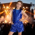 thumbnail image 2 of Little Boys' 2 Piece Outfits Sleeveless Solid Color Sequin Sparkly Vest Jazz Dance Performance And Pants Summer Outfit Set for Boys Size 8-9T, 2 of 6