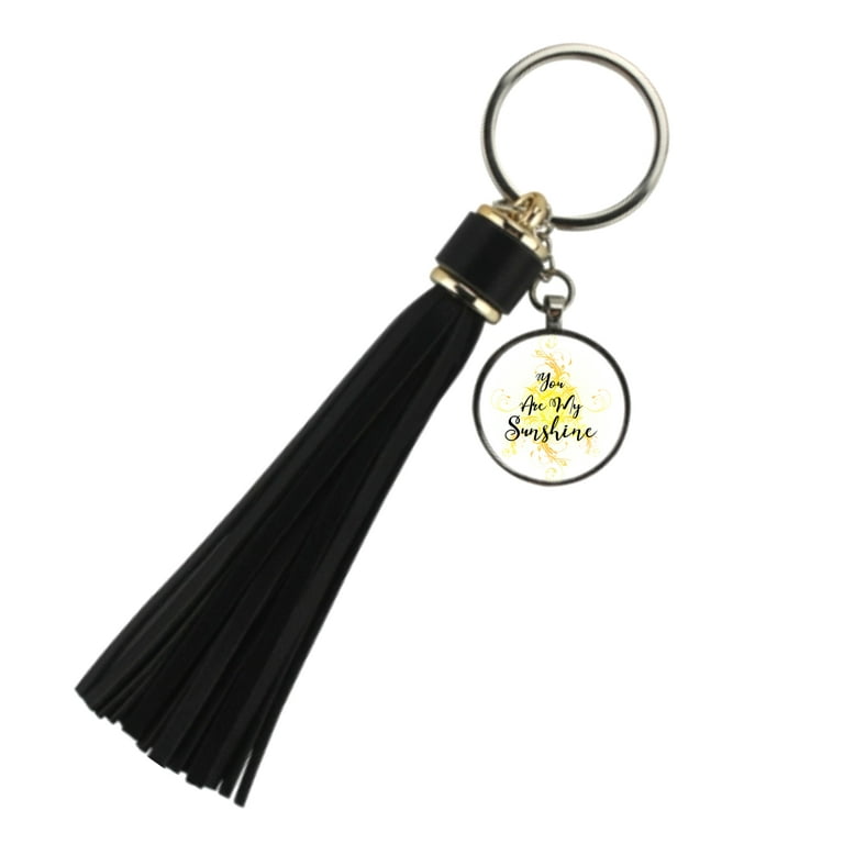 Key Chain You Are My Sunshine Black Tassel Keychain 