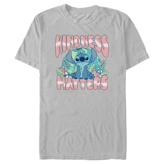 Men's Lilo & Stitch Kindness matters Stitch Graphic Tee Silver Small