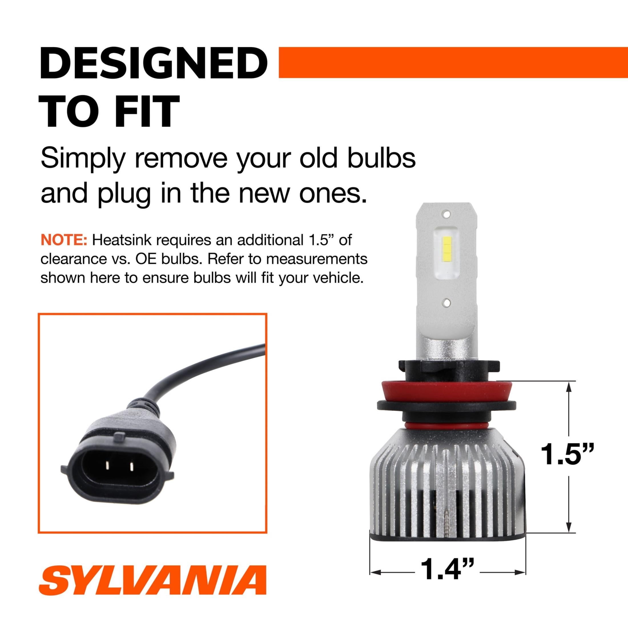 Sylvania H11 LED Fog Light and Powersport Bulb, 2 pack, Compatible with Multiple Cars