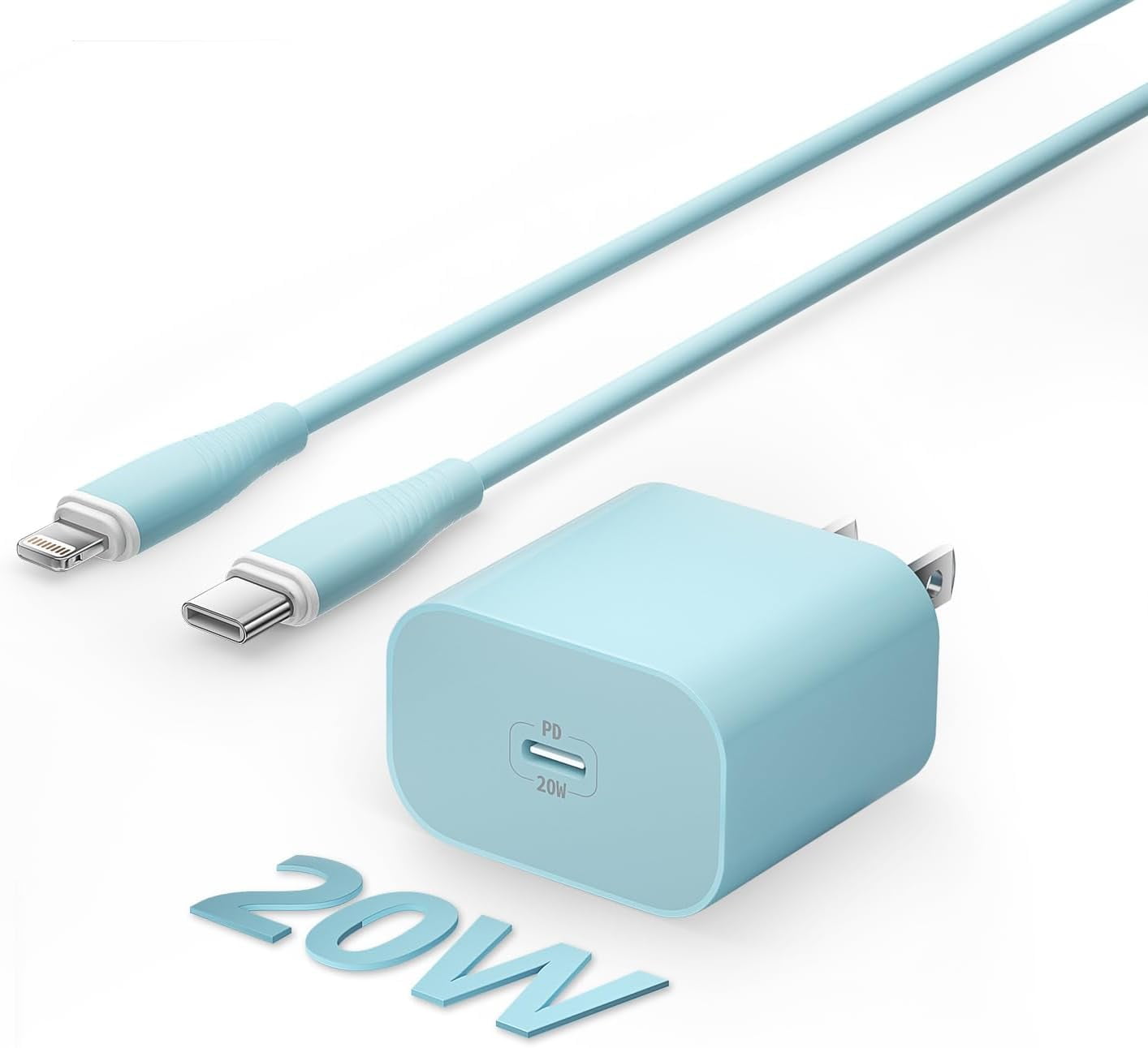 MHAWBL-iPhone Charger Fast Charging 20W PD USB-C Wall Charger and 6 FT USB C Charging Cable iPhone Fast Charger Compatible with iPhone 14 13 12 11 X 8 7 More