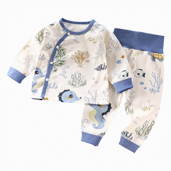 masbird Boys Girls Toddler Snug Fit Cotton 2 Piece Pajamas Set Long Sleeve Top Pants Pjs Baby Dinosaur Loungewear Fall Winter Sleepwear 6-24 Months 2 3 4 5 6 7 8 9 T Children(Dark Blue,12-18 M )