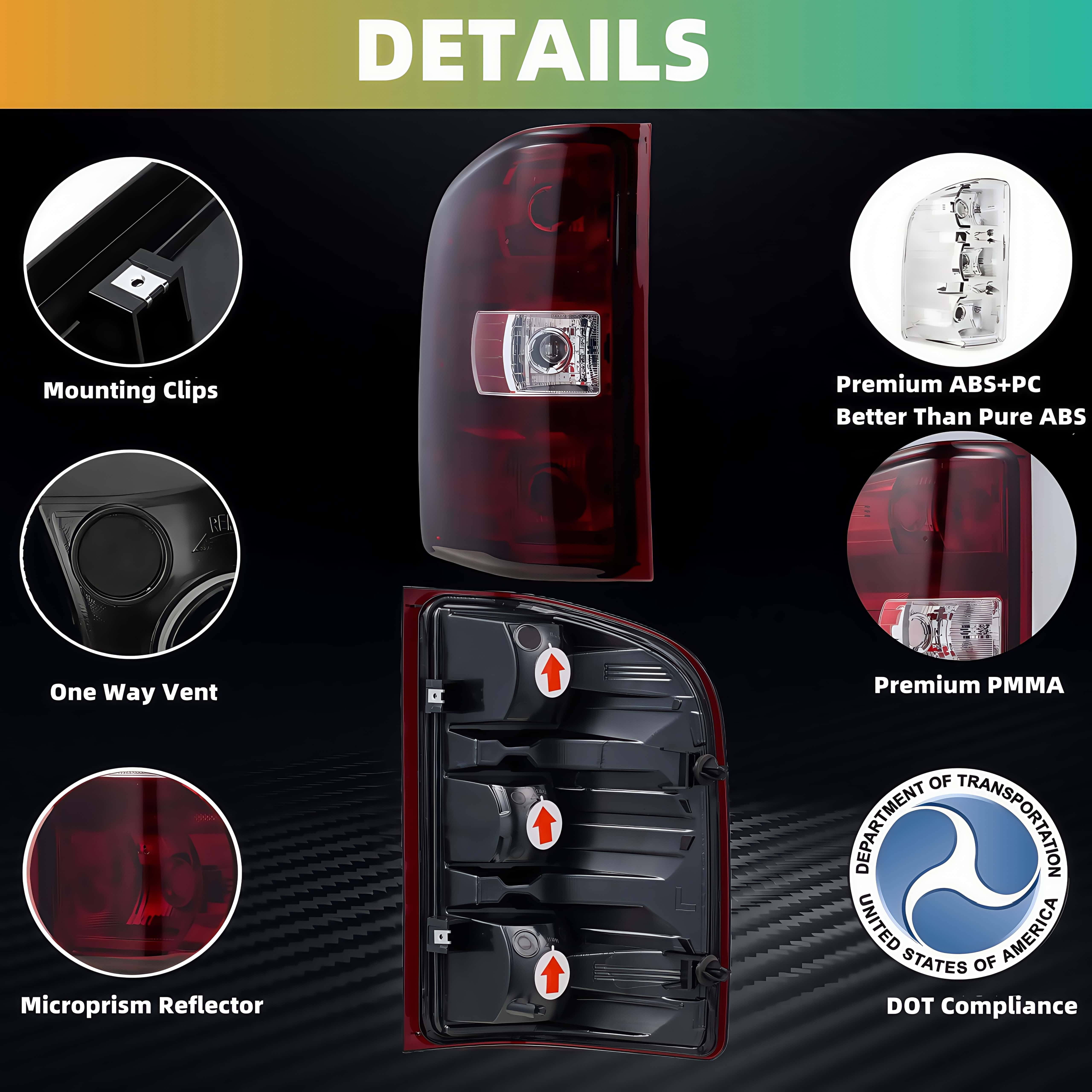 Premium Smok Red Tail Lights Fit For 2007-2014 Chevy Silverado  1500 2500 3500 Rear Lamps ; Pair;  ;No Bulbs