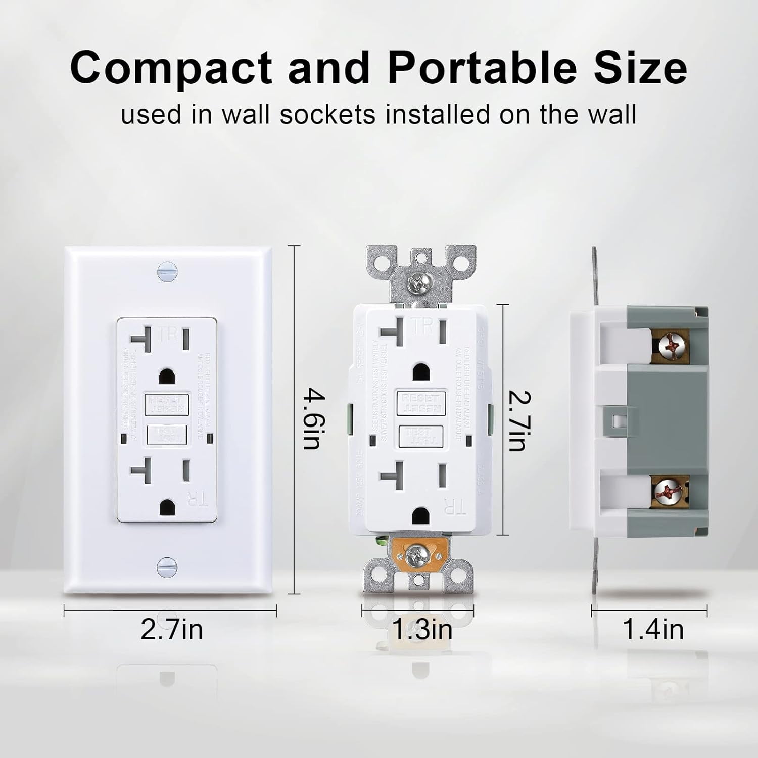 3GRACE 20 Amp GFCI Outlet, Tamper-Resistant GFI Receptacle with LED Indicator, Self-Test Ground Fault Circuit Interrupter, Decorator Wall Plates and Screws Included, UL Listed, White (10 Pack)