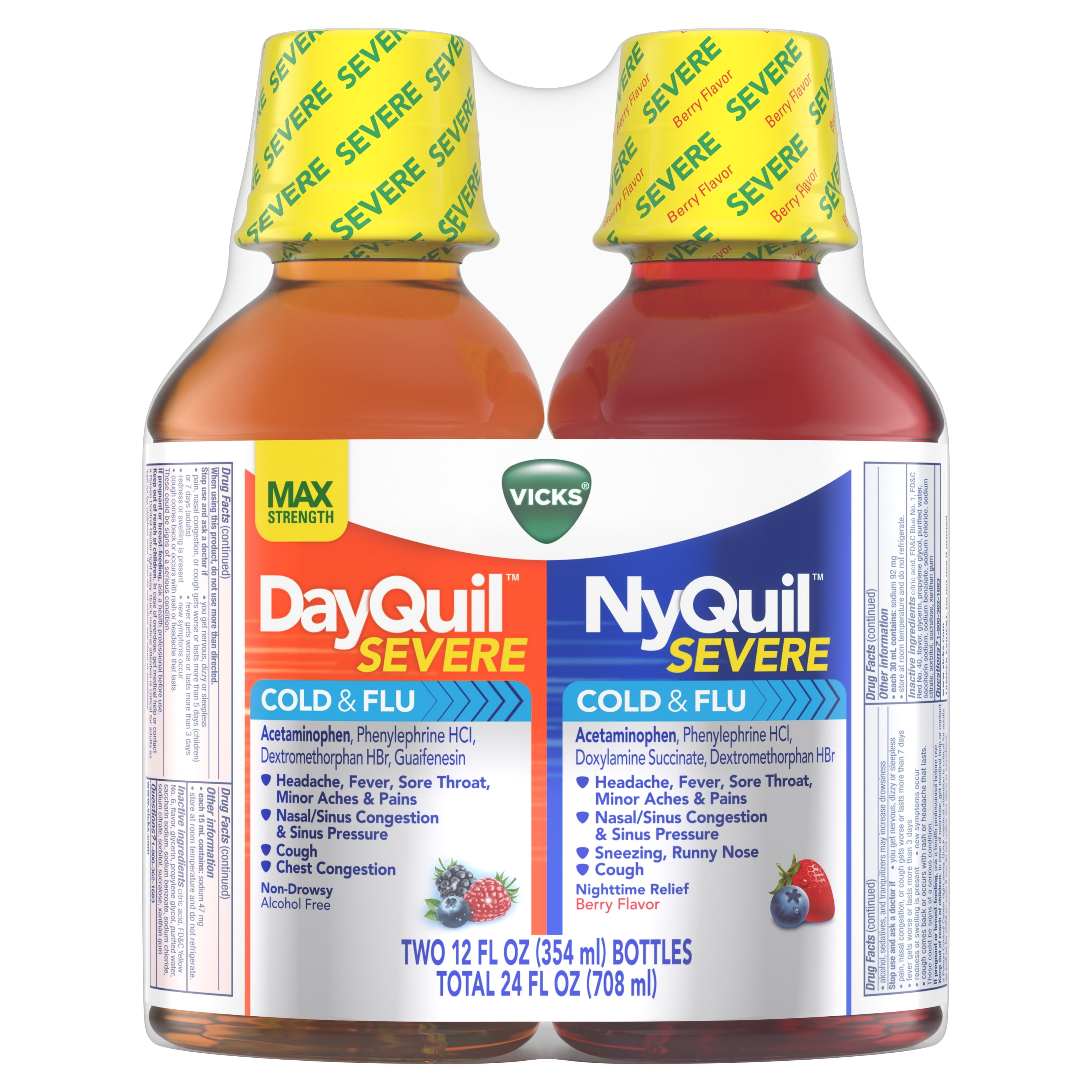 Vicks Nyquil And Dayquil Severe Cough Cold And Flu Relief Liquid Medicine 12 Fl Oz Combo Walmart Com Walmart Com
