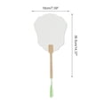 thumbnail image 2 of Unique Bargains 1 Pc Portable Double-Sided Long Handle Round Lily Folding Fan Xuan Paper Bamboo White [Double-Sided Long Handle Round Lily], 2 of 5