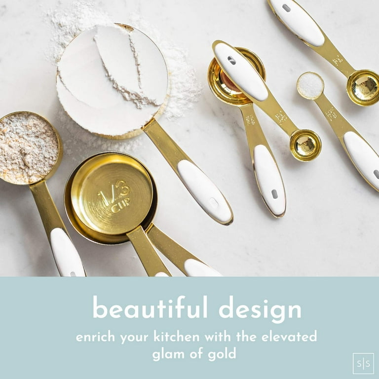Styled Settings Gold Stainless Steel Measuring Cups and Spoons Set