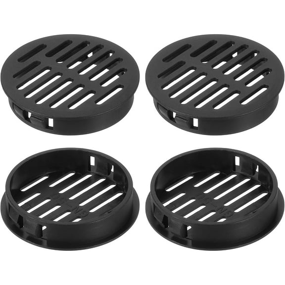 Round Soffit Vents 2 inch, 4Pcs Black Plastic 50mm Soffit Vent Cover - Circular Air Vent Grille - Air Flows Easily for Bathroom Home, Office, Kitchen, Cabinet, Wardrobe
