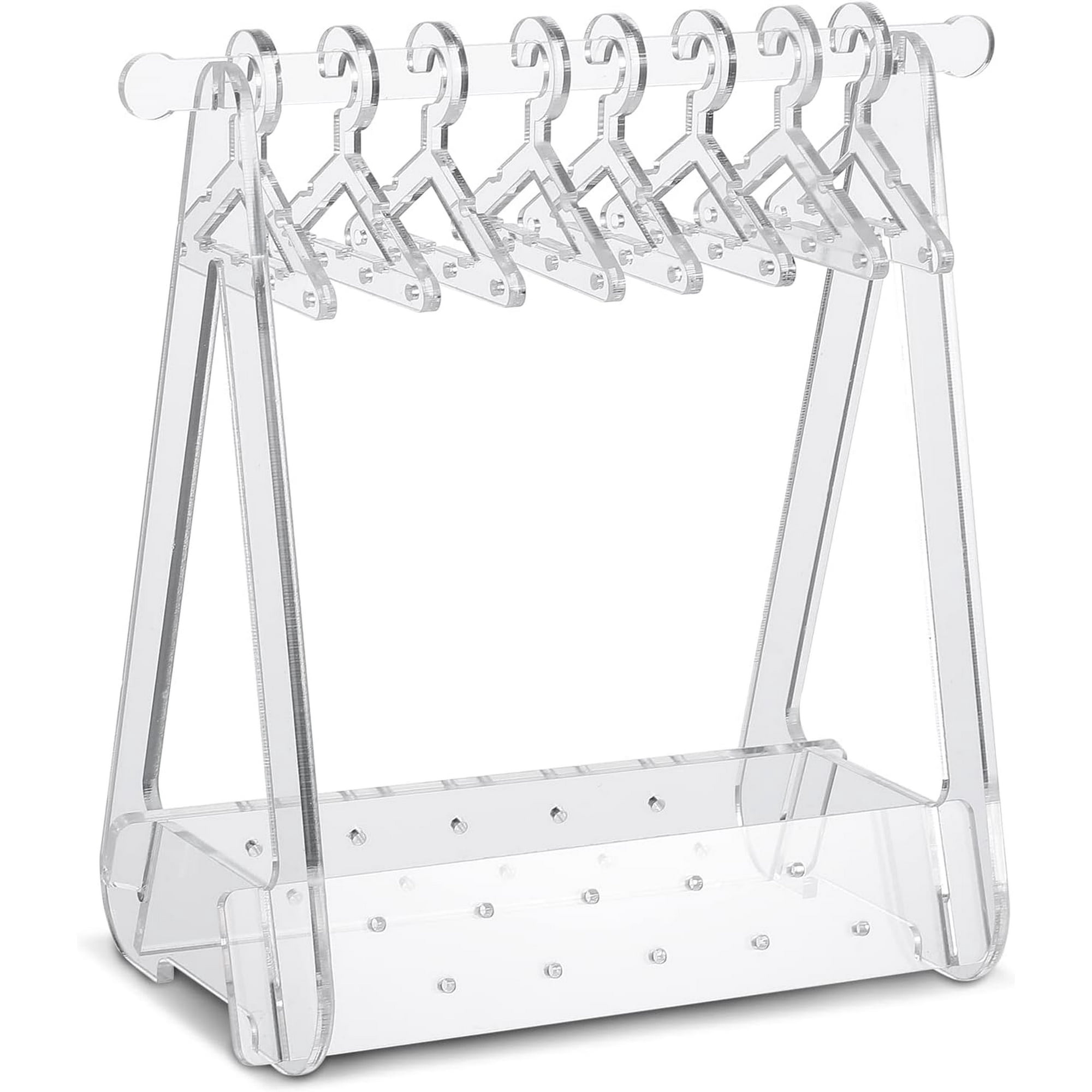 ShenMo 1 piece transparent Earring Hanger Rack with Mini Hangers Holes Clear Acrylic Earring Display Stand Cute Jewelry Earring Holder Organizer Ear Stud Display Rack for Women Walmart