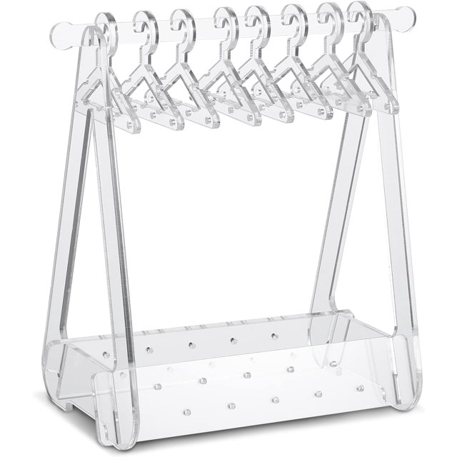 1 pieza (transparente) Estante para colgar aretes con mini perchas con orificios Soporte de exhibición de aretes de acrílico transparente Lindo soporte para aretes de joyería Organizador Estante de exhibición para mujeres oso de fresa Electrónica