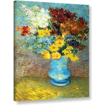 Vincent Van Gogh Flowers In Blue Vase Wrapped Canvas Art