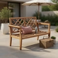 thumbnail image 6 of Topcobe Outdoor Garden Bench 2-Person Teak Wood Bench with Comfy Armrests and Backrest, Outdoor Patio Furniture for Porch Balcony Garden Backyard, 6 of 8