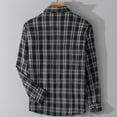 thumbnail image 4 of Plaid Print Shirt for Men Lightweight Long Sleeve Button Down Blouses Fall Casual Striped Collar Loose Top (Black 2XL), 4 of 6