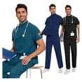 thumbnail image 2 of Medical Nursing Uniforms Set Nurse Uniforms Set Mao-neck Zipper Shirt Unisex, 2 of 10