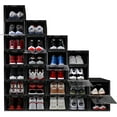 thumbnail image 1 of OLLIE Rangement pour Chaussures en Plastique Rigide à Ouverture Rabattable - Convient aux Hommes jusqu'à la Pointure 11 - Organisateur de Chaussures pour Garde-Robe, Rangement de Tiroir en Plastique, Organisation et Rangement, Boîte à Chaussures, Bacs de Rangement Empilables (Lot de 24, Noir), 1 of 6